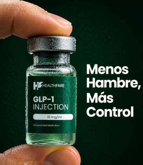 HealthFare GLP-1 injection post: Menos hambre, más control